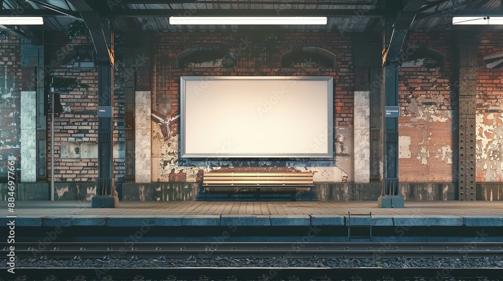 Blank Canvas Poster at Urban Railway Station Blank Canvas Poster at Urban Railway Station