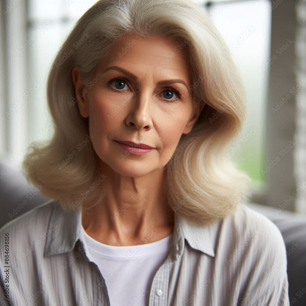 Indoor head shot portrait of serious positive old mature woman in casual looking at camera, posing at home,
Indoor head shot portrait of serious positive old mature woman in casual looking at camera, posing at home,