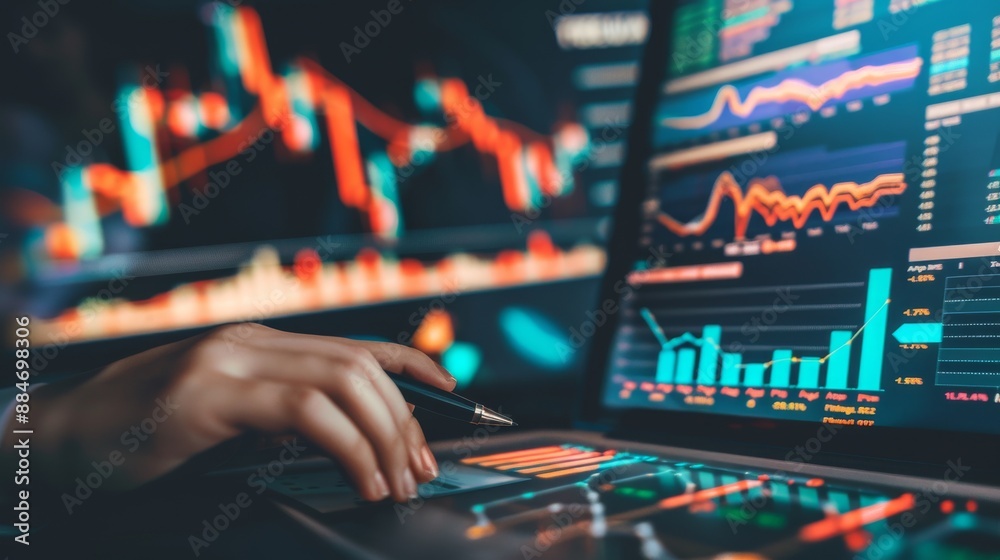 Stock market analysis, business, finance and investment. Finance analyst analyzing stock market trading graph, economic growth chart, planning and strategy, business investment with financial report Stock market analysis, business, finance and investment. Finance analyst analyzing stock market trading graph, economic growth chart, planning and strategy, business investment with financial report