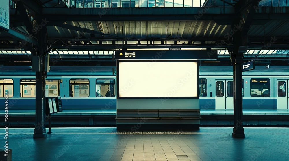 Empty Canvas Poster at a City Railway Station Empty Canvas Poster at a City Railway Station