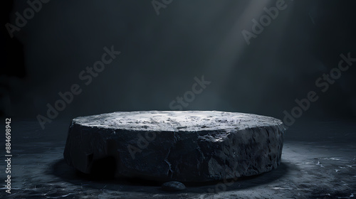 Round stone platform on dark background