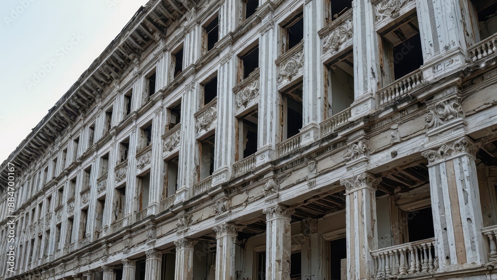 Abandoned Building Facade with Intricate Detail. Abandoned Building Facade with Intricate Detail.