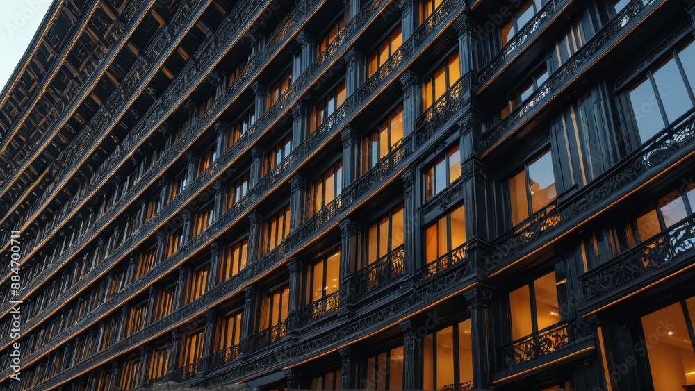 Obraz premium Black and Gold Building Facade.