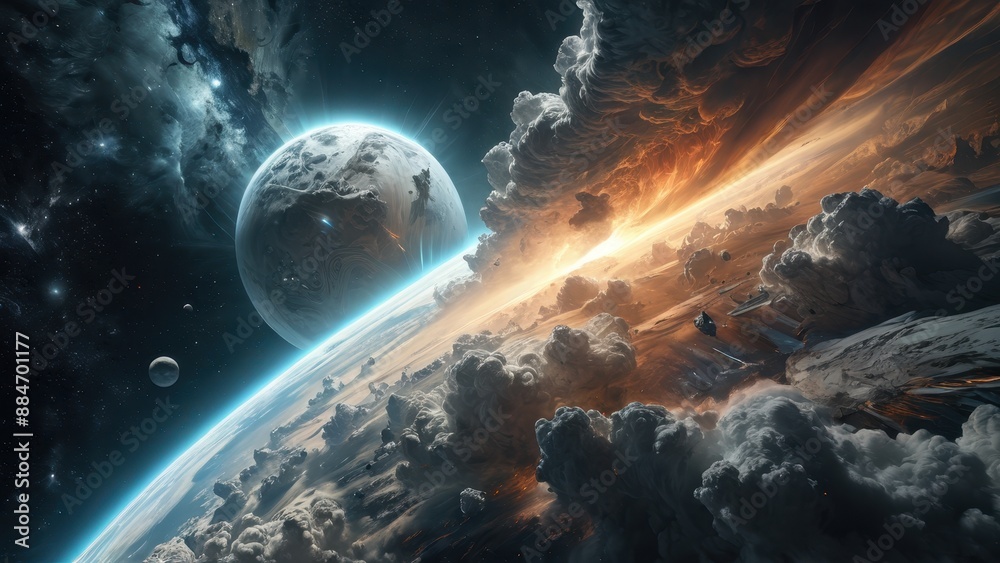 Obraz premium Alien Planet with Giant Clouds.