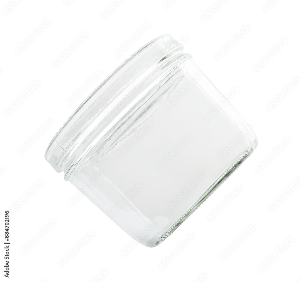 One empty glass jar isolated on white One empty glass jar isolated on white