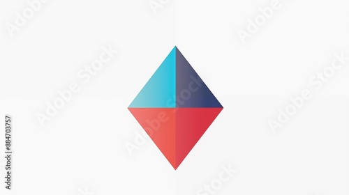 Free Download Abstract Geometric Diamond Shape with Blue and Red Halves - GFXLoad