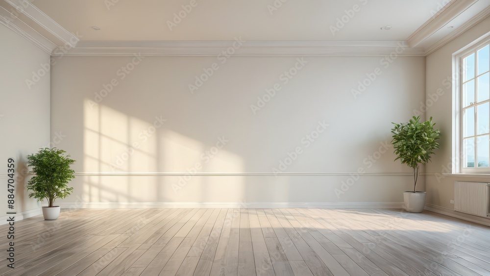 Fototapeta premium Empty Room with Sunlight and Plants.
