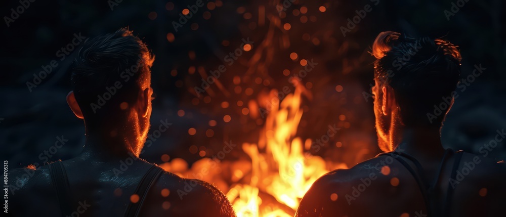A supernatural scene where a campfire sparks an unforgettable adventure, with friends in tank tops and sundresses enjoying the summer night