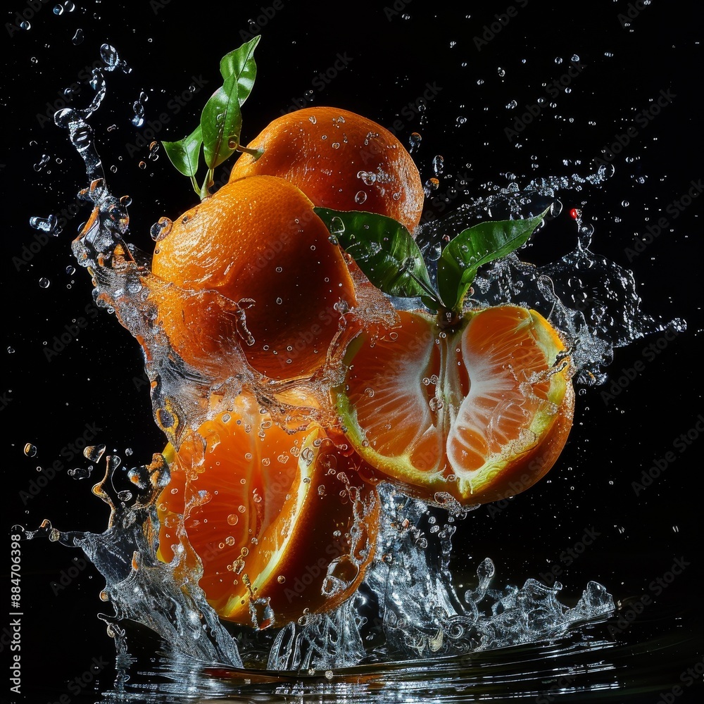 Mystic photo of Ponkan Mandarin, isolated on black background
