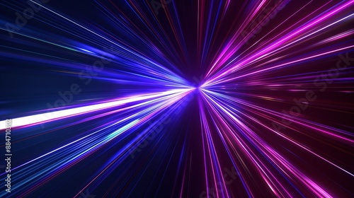 Hyperspace Warp 3D Render with Blue and Purple Light Lines