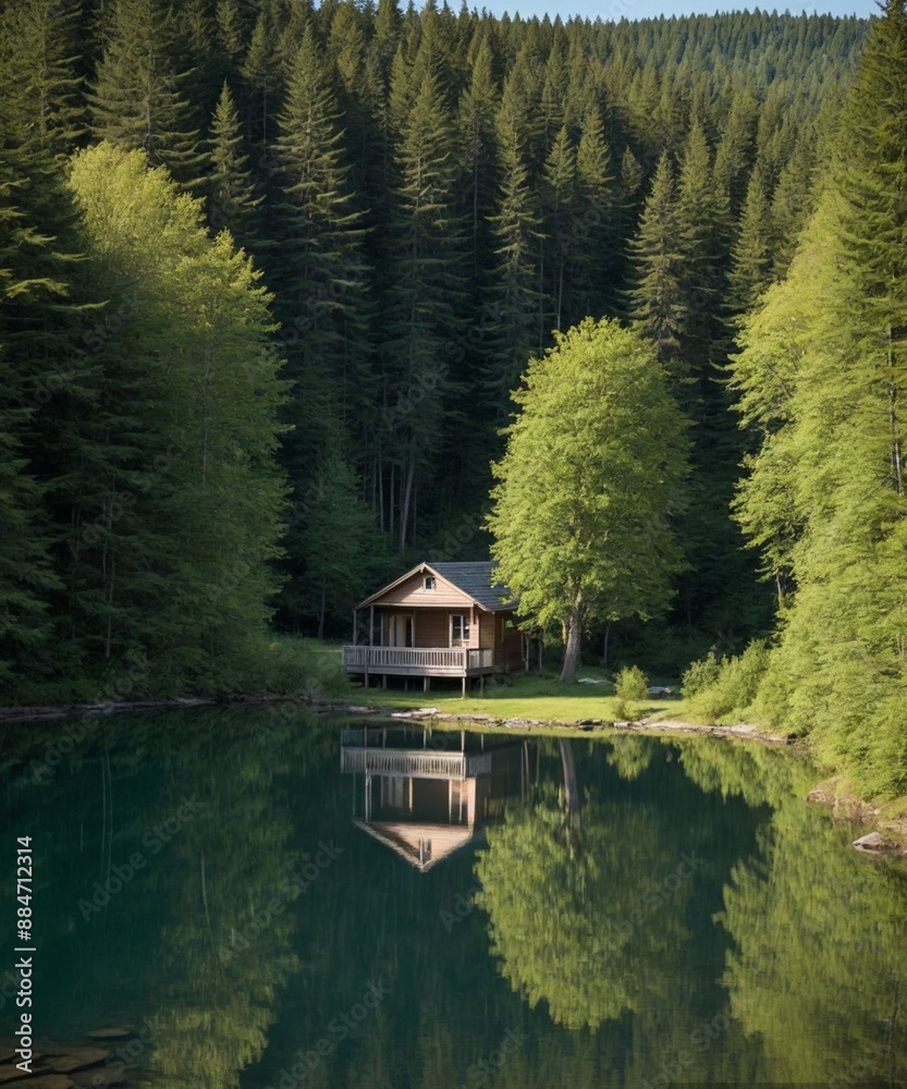 Fototapeta premium Cottage on the lake