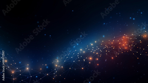 The futuristic background features an abstract blue network, illustrating the concept of technology and science in modern tech connections. network, background, technology, futuristic, connection,