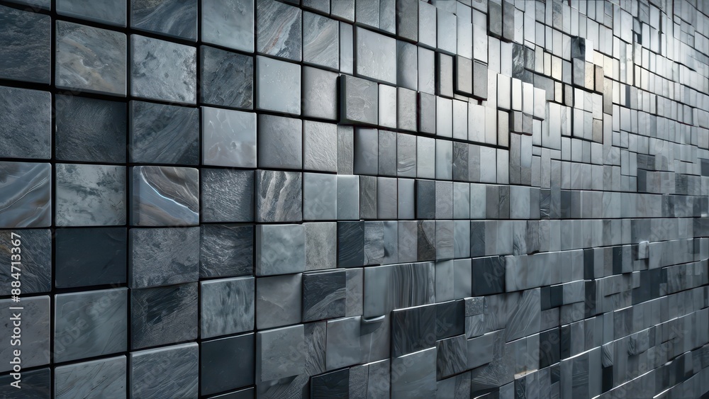 Fototapeta premium Abstract Grey Tiles Wall.
