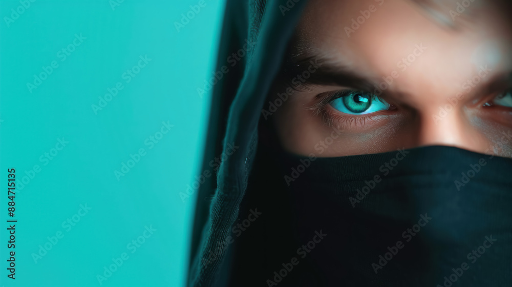 Computer Hacker with Hoodie, Cybersecurity Concept Computer Hacker with Hoodie, Cybersecurity Concept