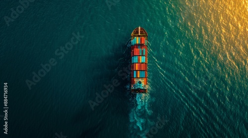 Container Ship Sailing on Calm Water