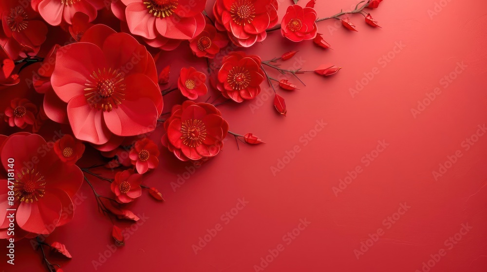 a red background with a bunch of red flowers a red background with a bunch of red flowers