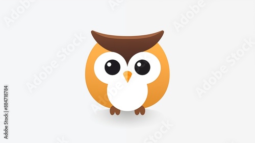Charming Cartoon Owl with Big Eyes and Minimalist Design