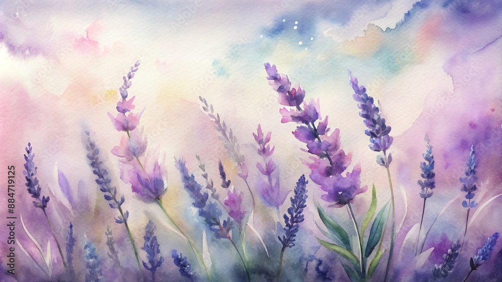 Obraz premium Soft watercolor lavenders in a gentle breeze.