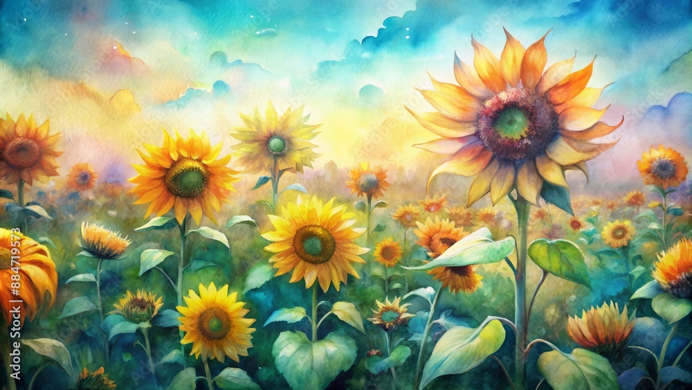 Bold and bright sunflowers with a touch of whimsy.