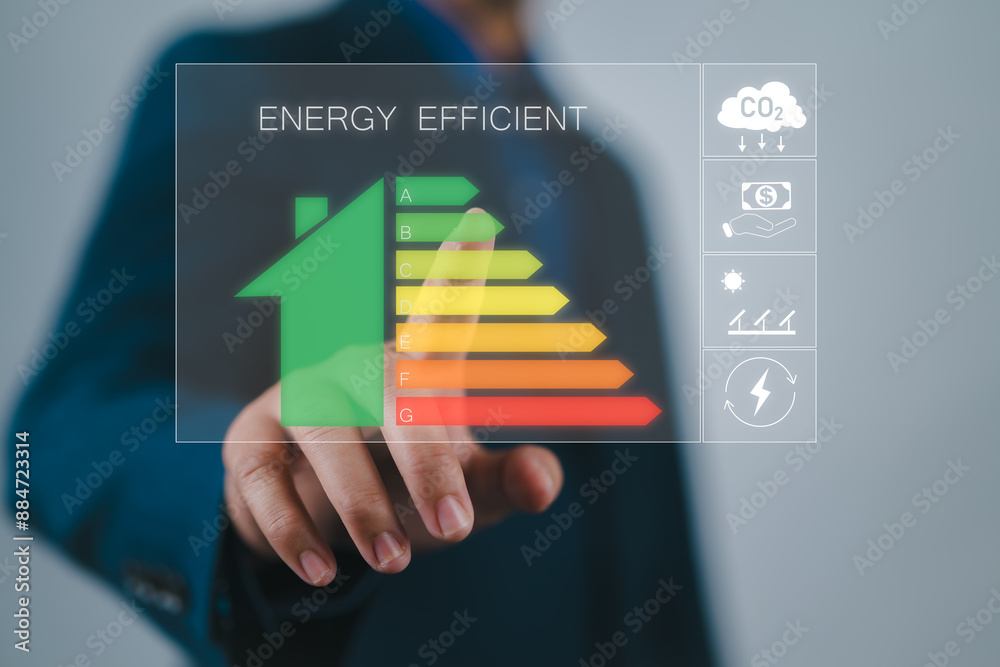 © Nirusmee - Ecological house with low consumption on renovation with insulation.Sustainable development and eco house. Efficiency energy rating concept.