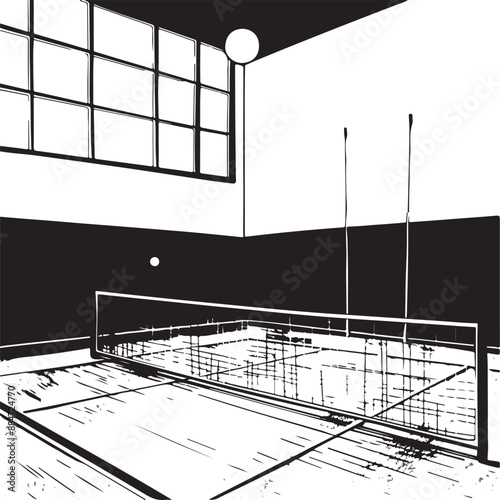 illustration of an indoor badminton court