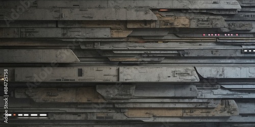 A layered textured wall with a futuristic, industrial design © Constantine Art