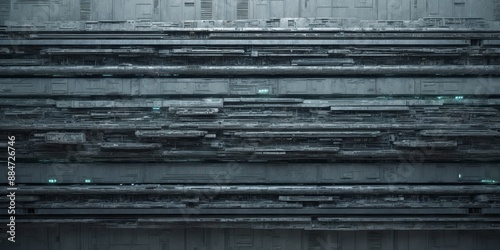 Fototapeta Naklejka Na Ścianę i Meble -  Grey metallic panel textures with glowing lights