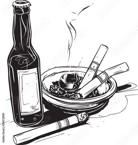 bottle and cigarette illustration