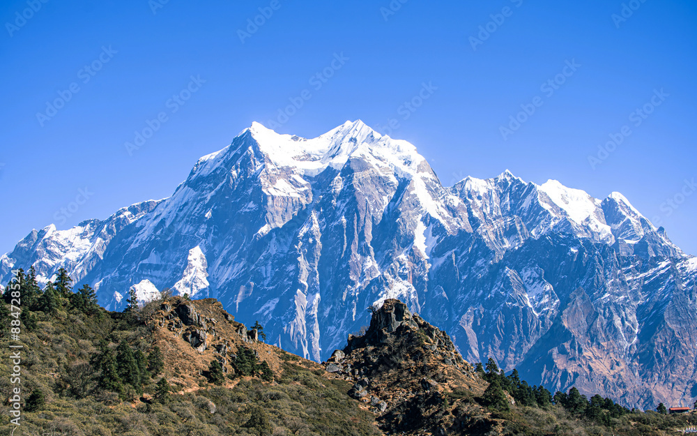 Landscape view of Snow mountain range in Gorkha, Nepal. Landscape view of Snow mountain range in Gorkha, Nepal.