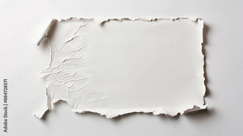 Elegant Minimalist White Paper with Torn Edges on White Background - Fine Shadows and Natural Look, Generative Ai Elegant Minimalist White Paper with Torn Edges on White Background - Fine Shadows and Natural Look, Generative Ai