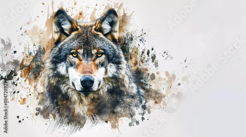 Wallpaper Mural Wolf depicted in wildlife watercolor illustration style, isolated on white background. Very beautiful creative and conceptual animal art Torontodigital.ca