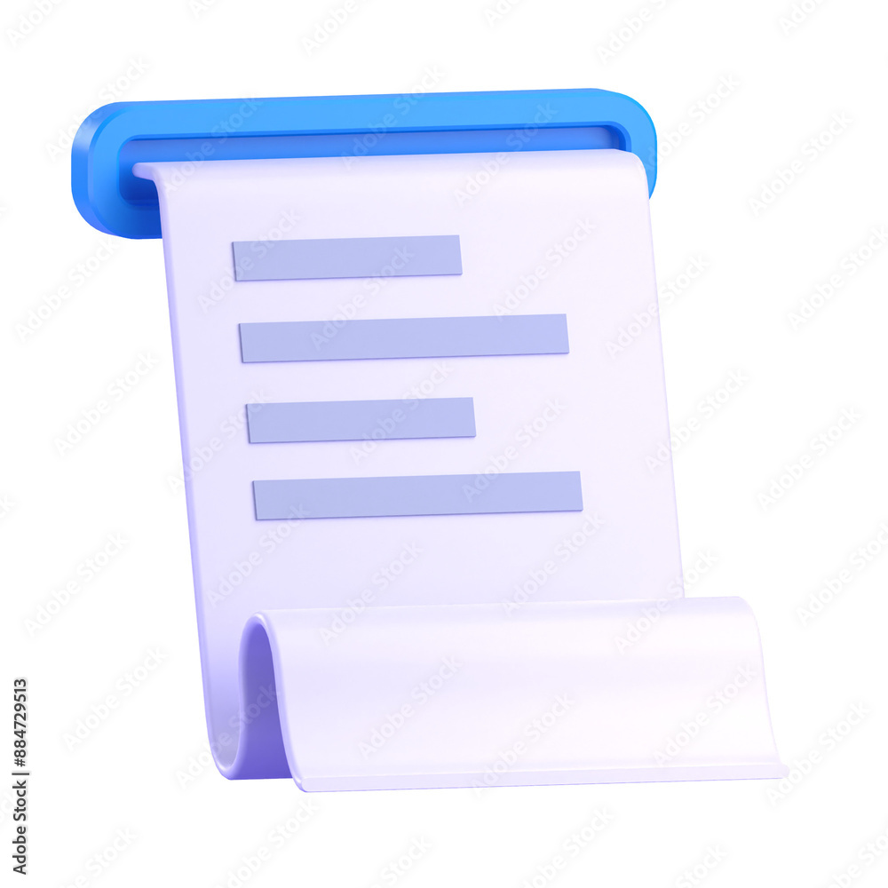 Paper bill 3D illustration Paper bill 3D illustration