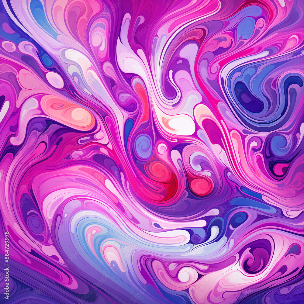 Fototapeta premium Intertwining streams of neon magenta and vivid pink in a breathtaking, dynamic liquid color composition. Abstract neon liquid wavy background. Liquid art, marbling texture