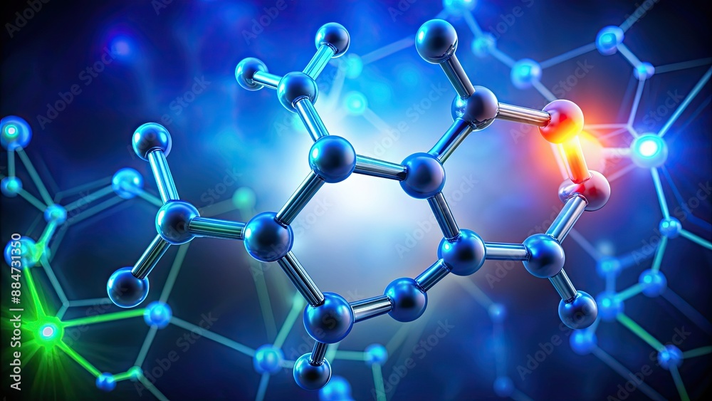 Chemical formula of serotonin molecule , neurotransmitter, mood regulator, mental health, science Chemical formula of serotonin molecule , neurotransmitter, mood regulator, mental health, science