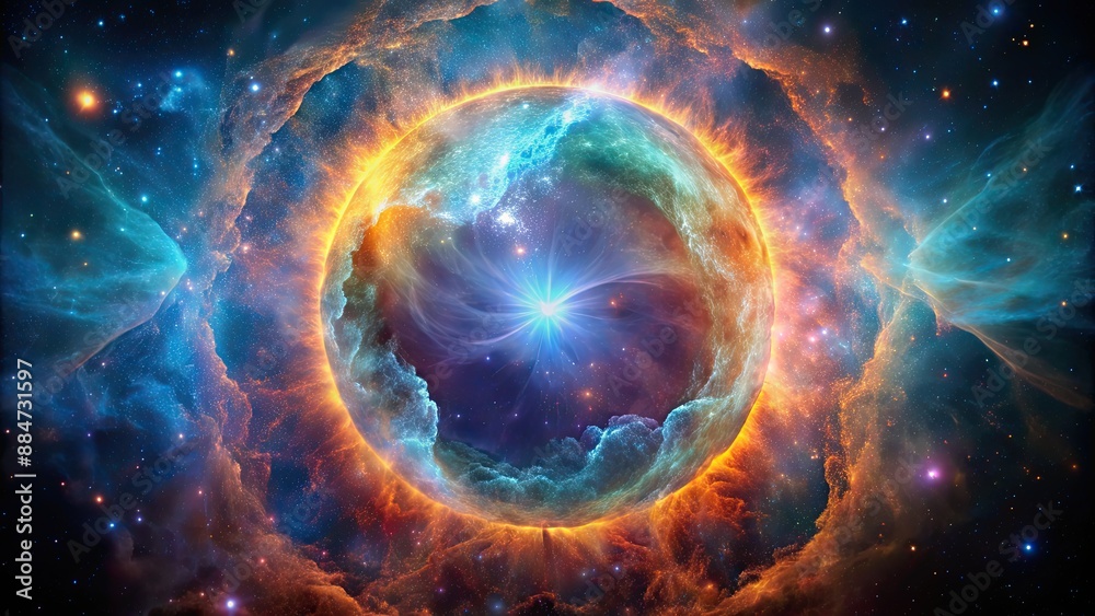 Fototapeta premium A stunning photograph capturing the cosmic elegance of a vibrant planetary nebula, planetary nebula, outer space, universe