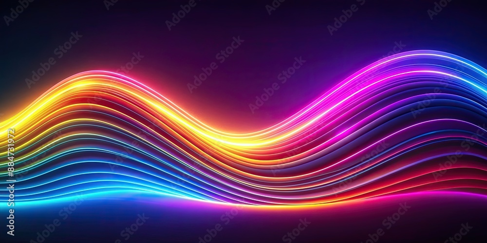 Obraz premium Neon wave abstract background with vibrant colors and dynamic lines, neon, wave, abstract, background, vibrant, colors, dynamic
