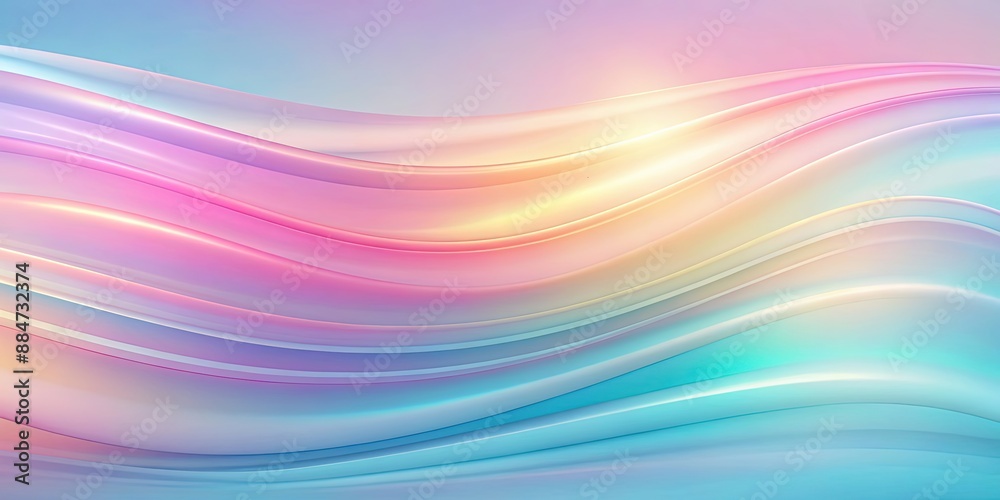Fototapeta premium Soft gradient pastel background with abstract wavy patterns in glassmorphism style , pastel, background, abstract, wavy