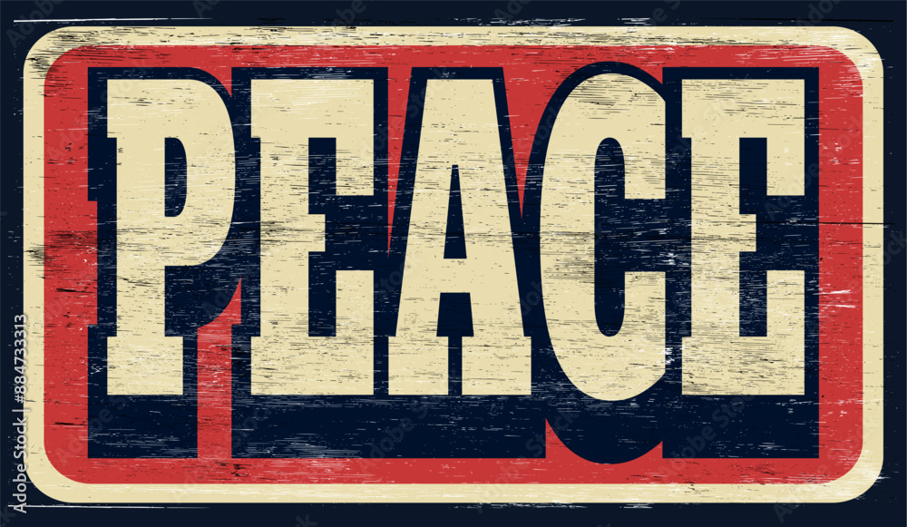 Naklejka premium Aged and worn peace sign on wood