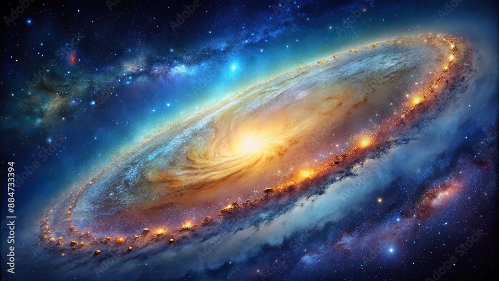 Fototapeta premium A detailed digital of the Milky Way galaxy in vibrant colors and intricate details, space, stars, universe, astronomy