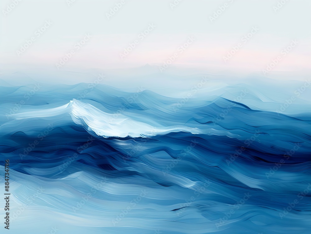 Abstract ocean waves with a calming color palette and fluid shapes, evoking a sense of movement and tranquility Abstract ocean waves with a calming color palette and fluid shapes, evoking a sense of movement and tranquility