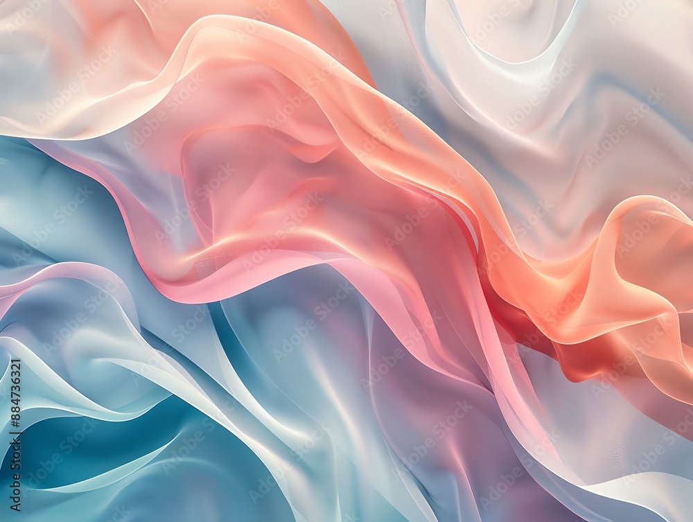Fototapeta premium Abstract pattern with soft pastel gradients and flowing shapes, creating a serene and calming effect