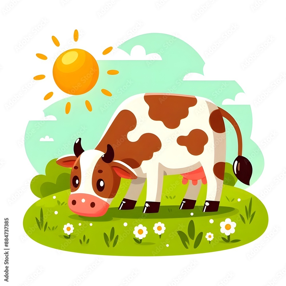 Naklejka premium cow on a meadow