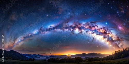 Spectacular view of the Milky Way galaxy, starry night, astronomy, space, stars, cosmos, universe, celestial, night sky, galactic