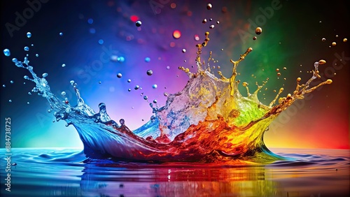 Abstract water splash with vibrant colors and high energy movement, water, splash, abstract, vibrant, colors, high energy, motion photo