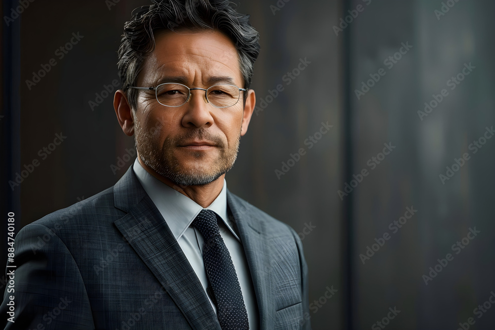 Confident middle-aged man in a suit and glasses against a dark background, perfect for business, leadership, and professional branding. High-quality corporate image. Confident middle-aged man in a suit and glasses against a dark background, perfect for business, leadership, and professional branding. High-quality corporate image.