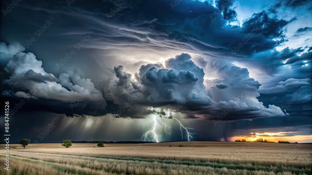 of a dramatic thunderstorm over a vast field, thunderstorm, storm, lightning, rain, clouds, dramatic, weather, landscape of a dramatic thunderstorm over a vast field, thunderstorm, storm, lightning, rain, clouds, dramatic, weather, landscape