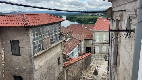 Old historical center of Tui village with typical architecture of Galicia photo