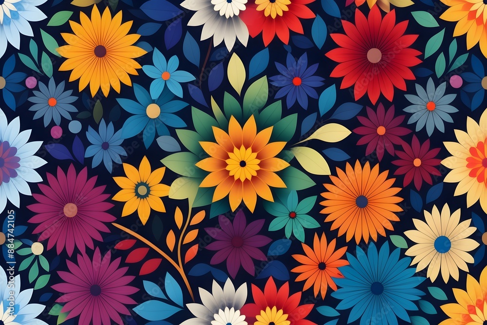 floral abstract colourful flat flower mosaic background floral abstract colourful flat flower mosaic background