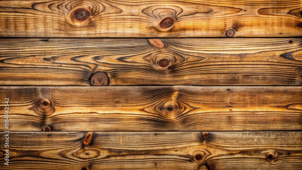 Natural rusty wooden planks with visible knots and cracks create a warm, organic, and rustic textured background. Natural rusty wooden planks with visible knots and cracks create a warm, organic, and rustic textured background.