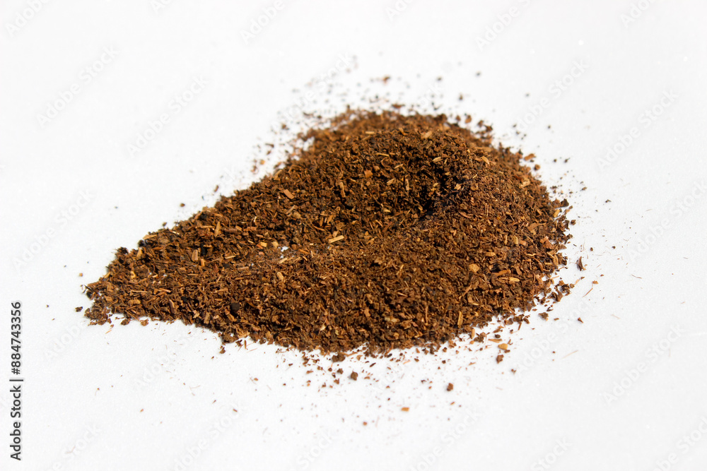 Tea leaf after blended and dried on isolated white background. Tea Powder. Black Tea Powder Tea leaf after blended and dried on isolated white background. Tea Powder. Black Tea Powder